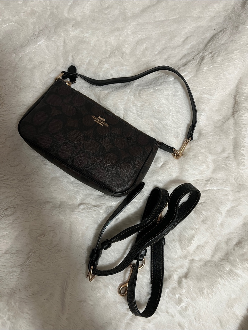 Coach Brown/Black Signature Canvas Crossbody Bag